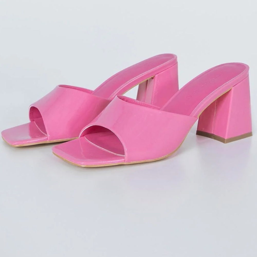 Princess Polly pink Block jelly Heel Mules sunset blvd heels - 7.5